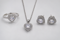 Heart Elegant Romantic Necklace, Earrings & Ring Set
