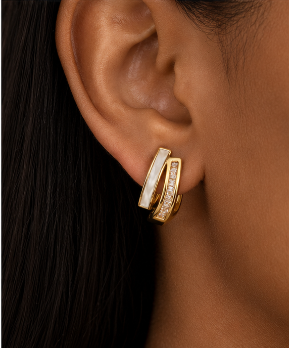 Double Layer Mother of Pearl Earrings