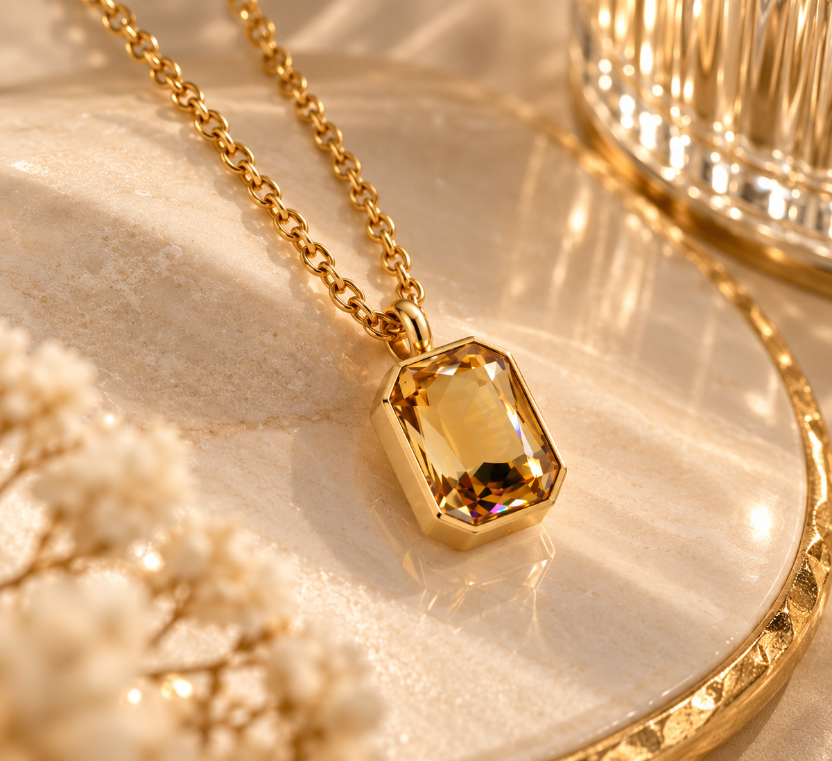 Square Sugar Pendant Necklace