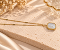 Hexagon Mother Of Artificial Pearl Shell Pendant Necklace