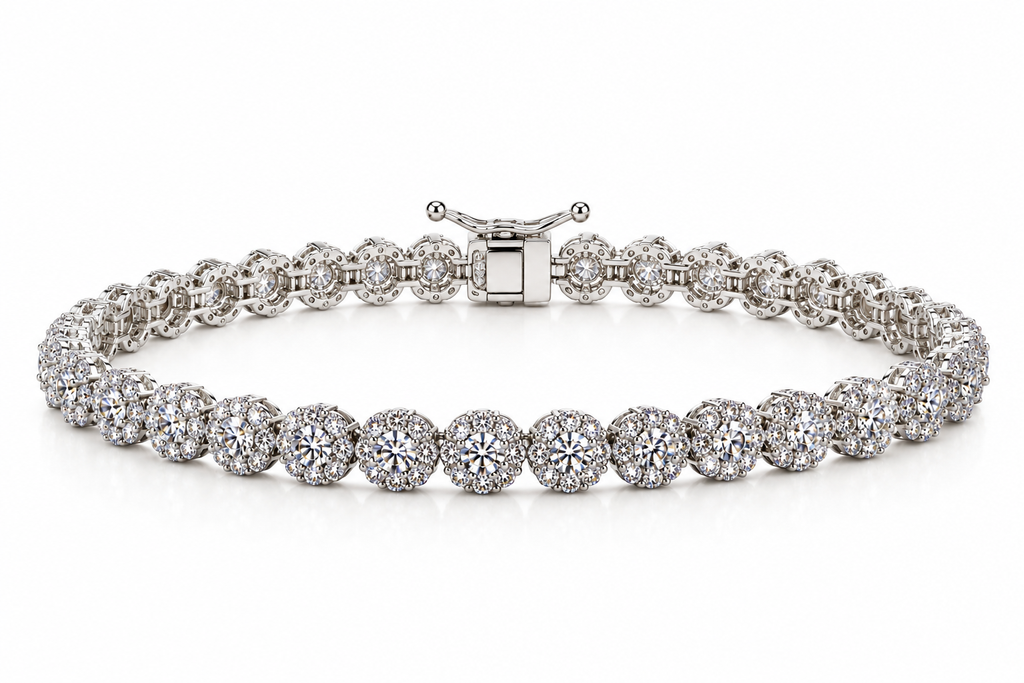 Round Halo Tennis Bracelet
