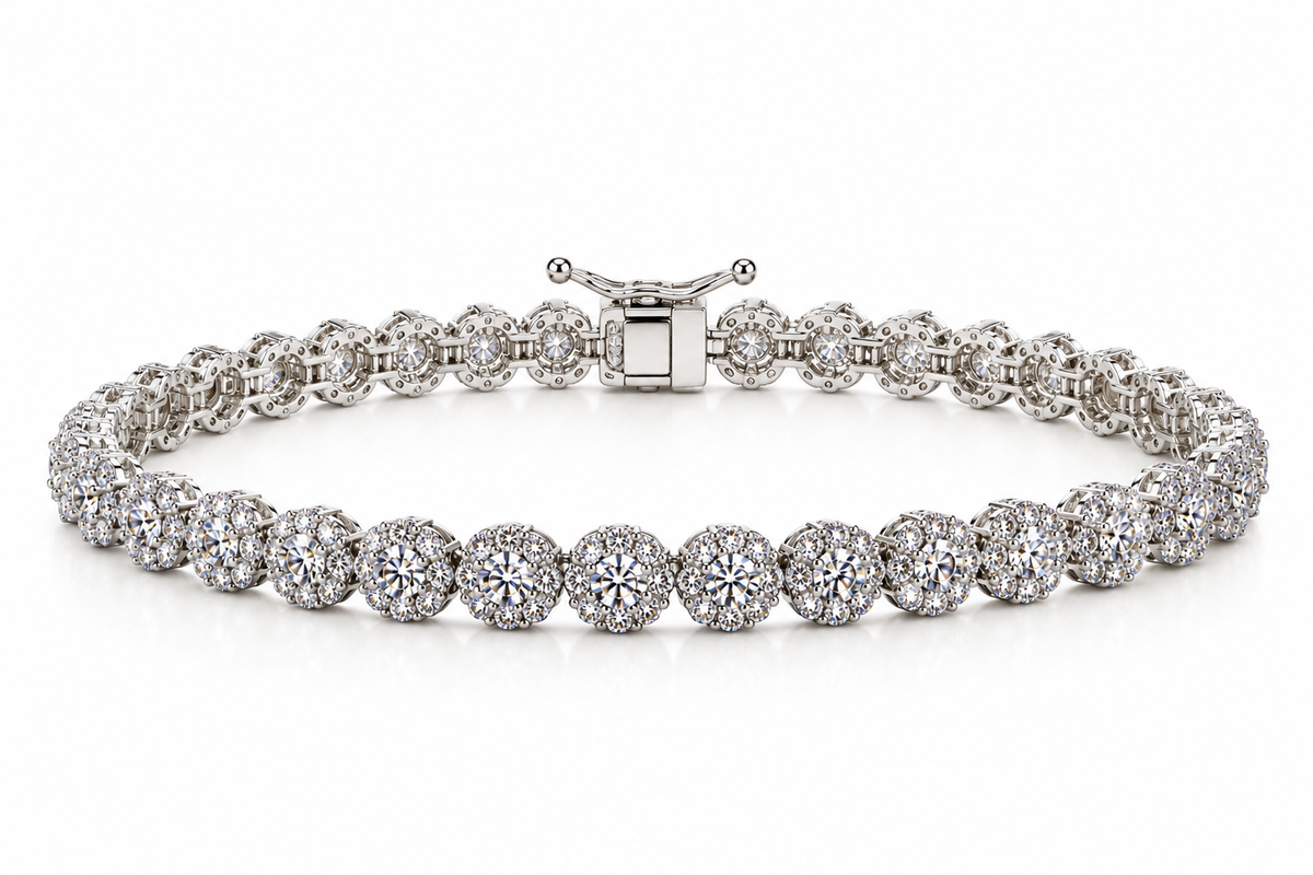Round Halo Tennis Bracelet