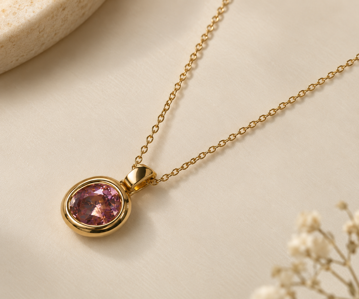 Oval Vintage Light Pendant Necklace