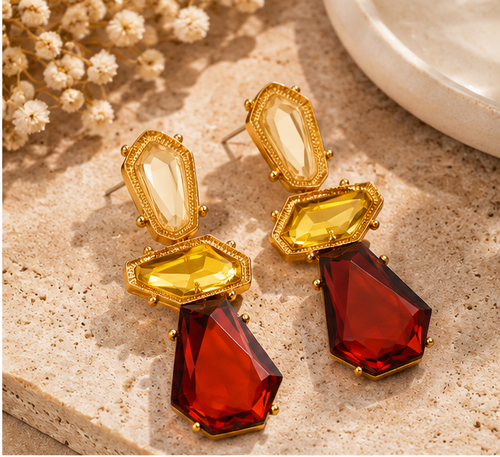 Amber Resign Gemstone Dangle Earrings
