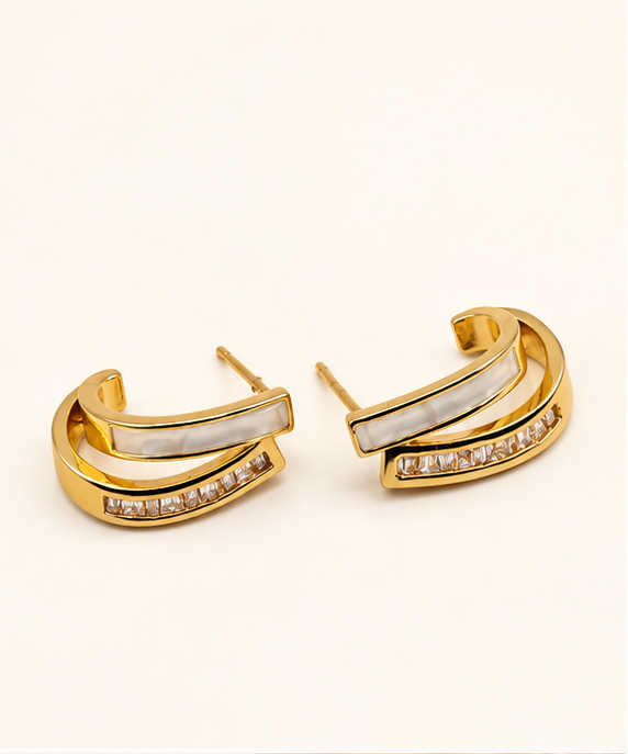Double Layer Mother of Pearl Earrings