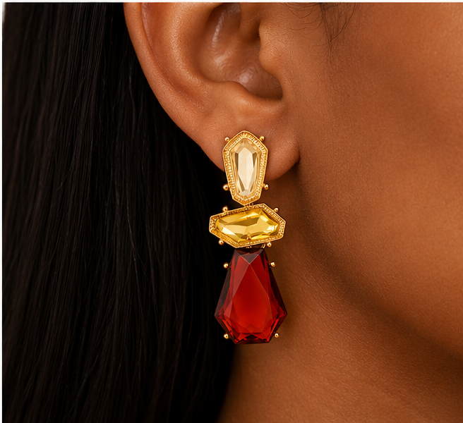 Amber Resign Gemstone Dangle Earrings