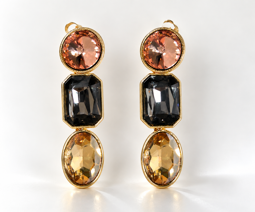Artsy Vintage Alloy Rhinestone Necklace & Earrings Set