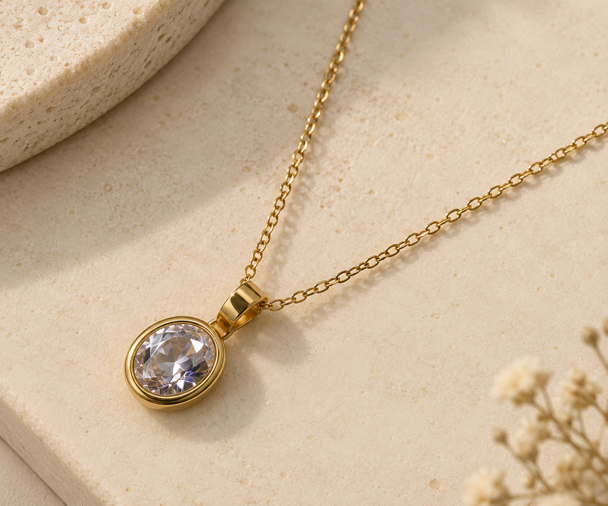 Oval Vintage Light Pendant Necklace