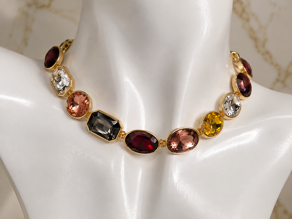 Artsy Vintage Alloy Rhinestone Necklace & Earrings Set